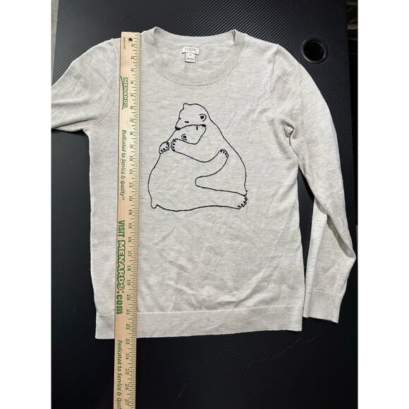 J Crew Polar Bear Graphic Knit Sweater Size XS Cream Lightweight Nature - Picture 5 of 8